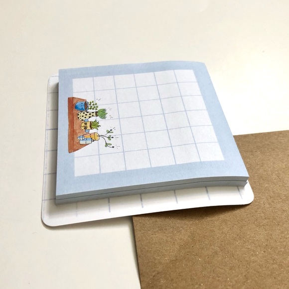 🏷️ handmade bookshelf plant blue grid kawaii sticky notes - Picture 7 of 14